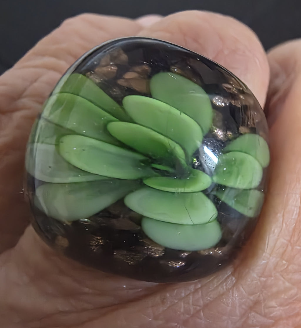 Glass Flower Ring – Handmade
