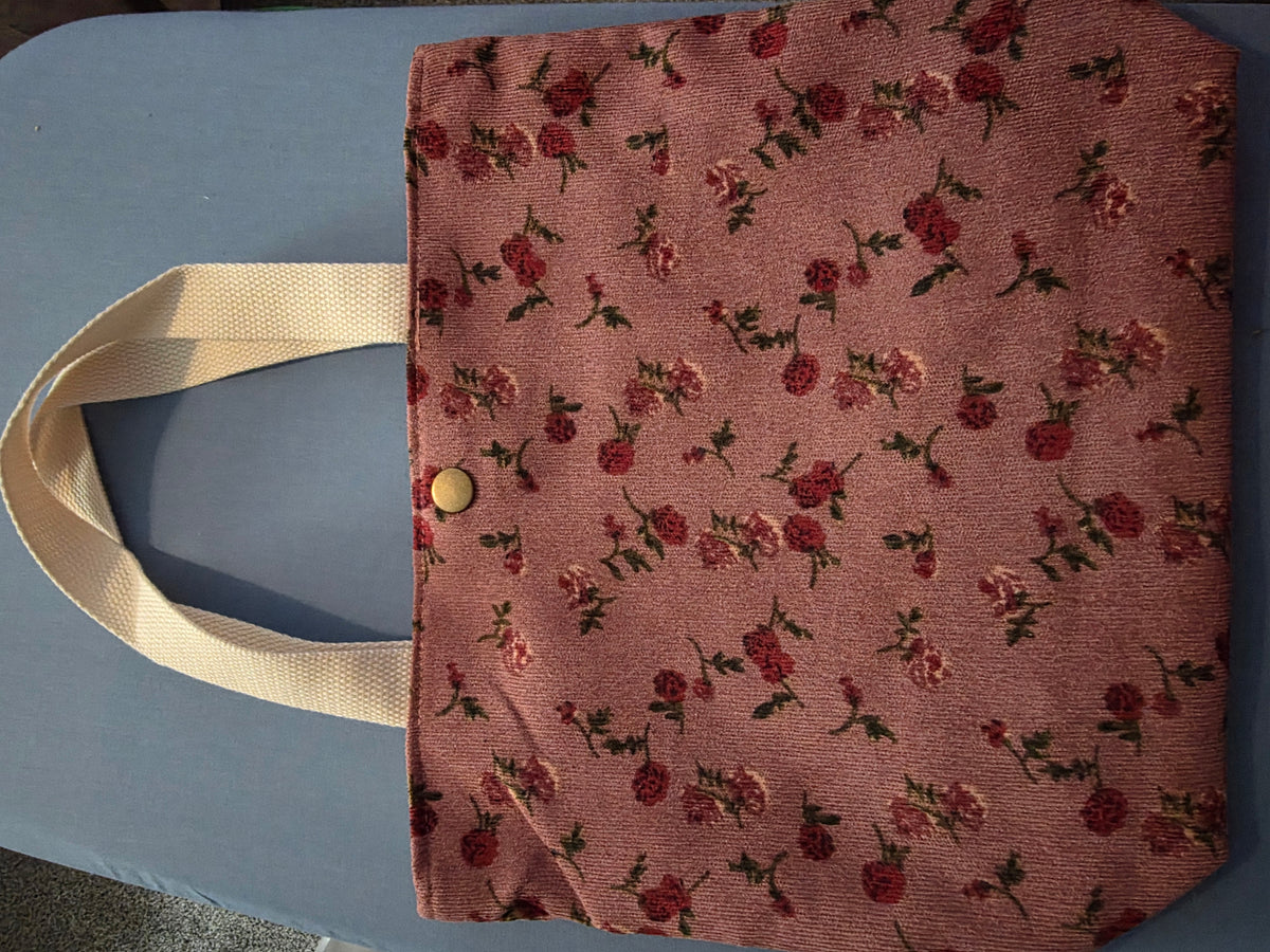 Handmade Floral Tote hand Bag – 12"x12" Lined with Snap Closure