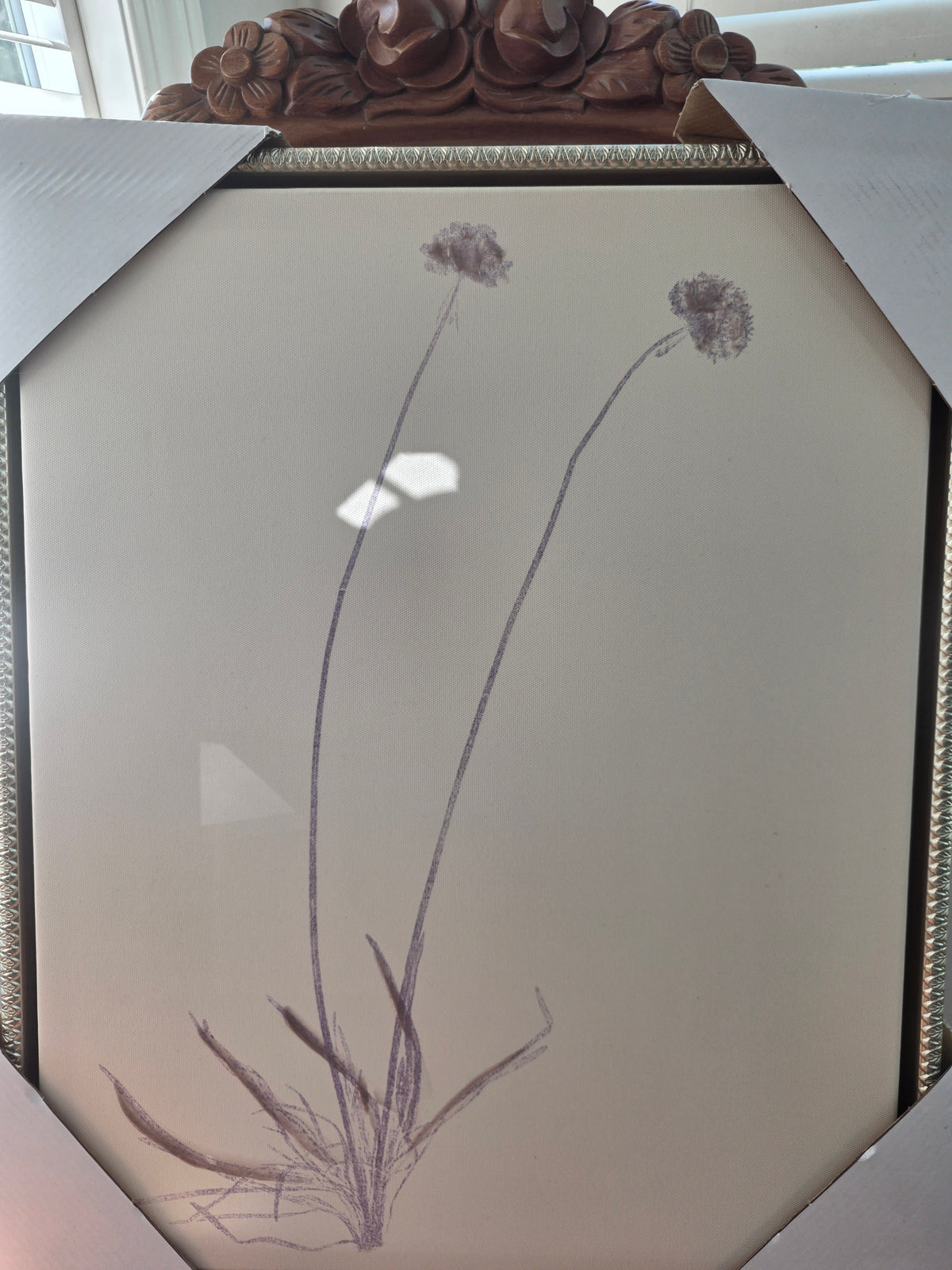 Framed Floral Oil Print – Branching Flowers