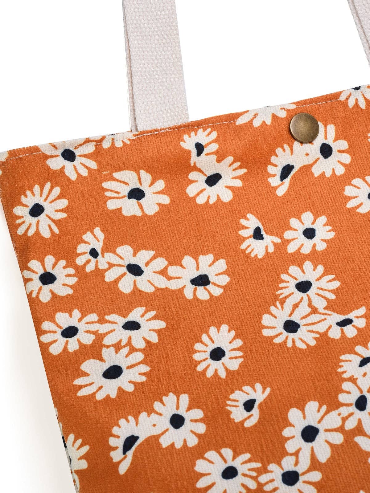 Cosbai - Vintage Artistic Floral Corduroy Tote Bag: GREEN