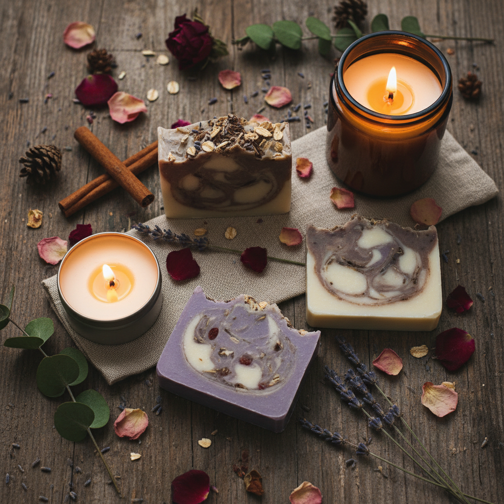 jewelry, candles  & bath bombs with essential oils