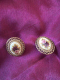 Handmade Floral Glass Clip-On Earrings