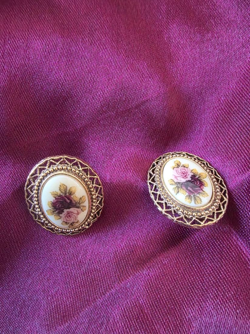 Handmade Floral Glass Clip-On Earrings